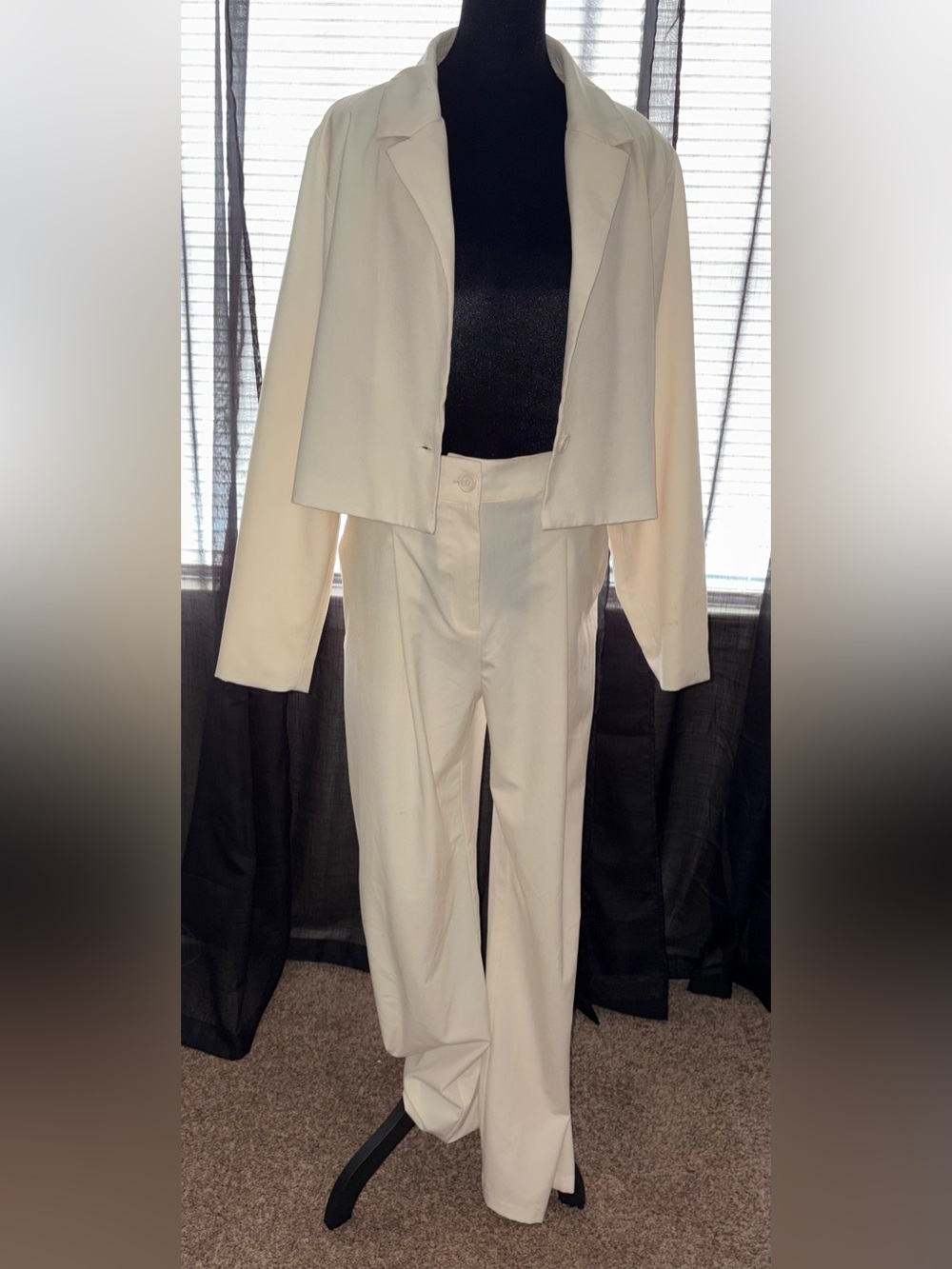 Target Women's Cream Dress Trousers with Matching Cropped Jacket